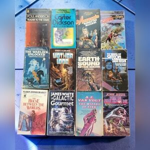 (Lot Of 12) Assorted Various Author's Sci-fi Collection Vintage Paperback Books.